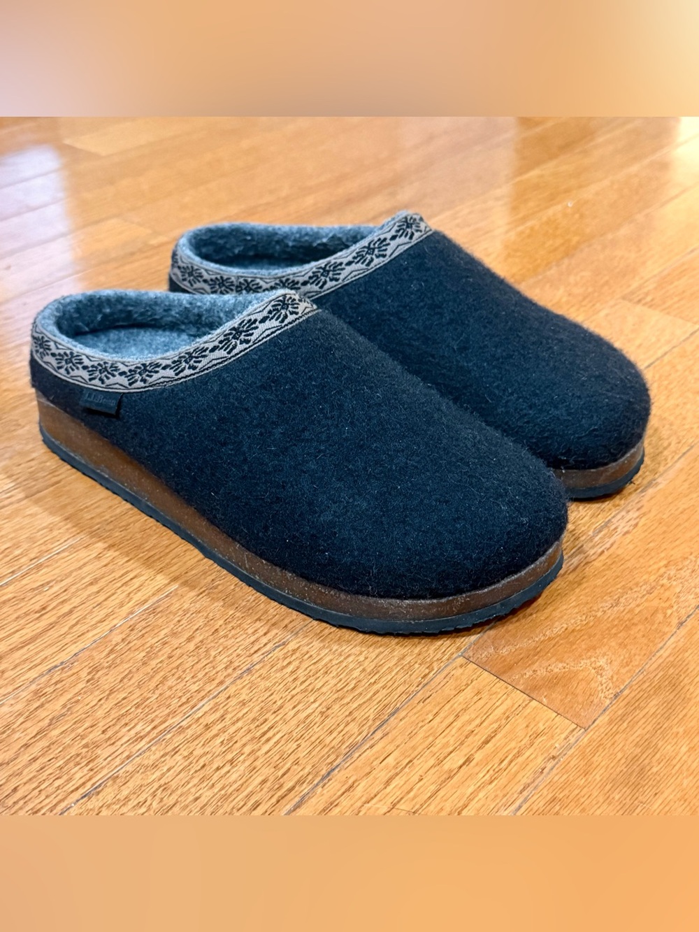 LL L.L. Bean Womens 10 Felted Wool Slipper Clogs Mules Nordic Slip On Shoes Cork